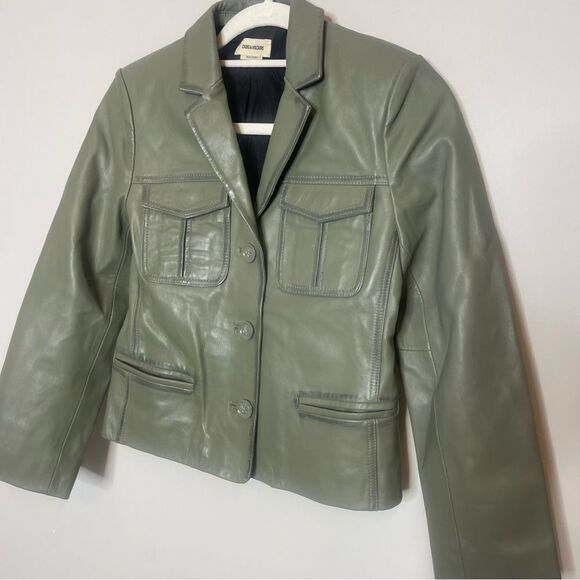 $798 Zadig&Voltaire Liams leather blazer NWT XS - Picture 11 of 13